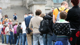 Guests waiting in line at event